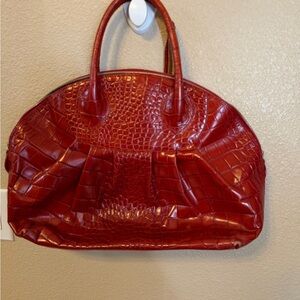 Furla Red Crocodile-Embossed Shoulder Bag